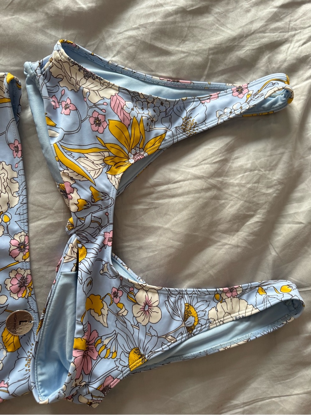 Floral Blue High-Waist One-Piece - Light Blue Floral - Picture 4 of 4